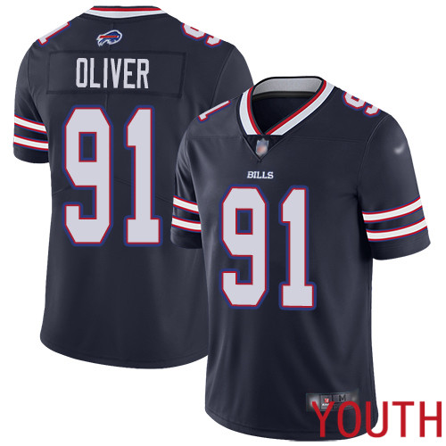 Youth Buffalo Bills #91 Ed Oliver Limited Navy Blue Inverted Legend NFL Jersey->youth nfl jersey->Youth Jersey